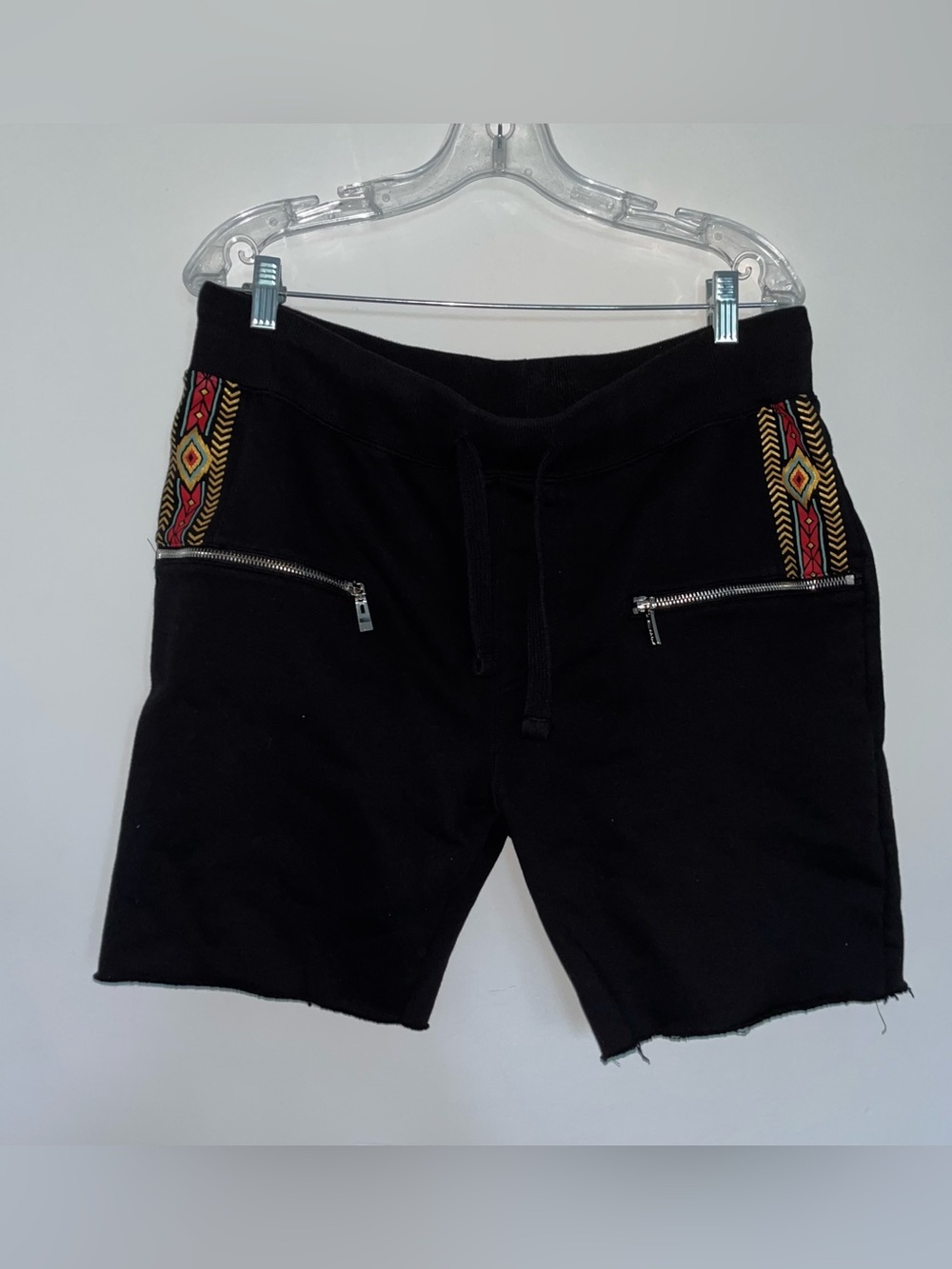 Men's Black Athletic Drawstring Shorts with Embroidered Side Detail